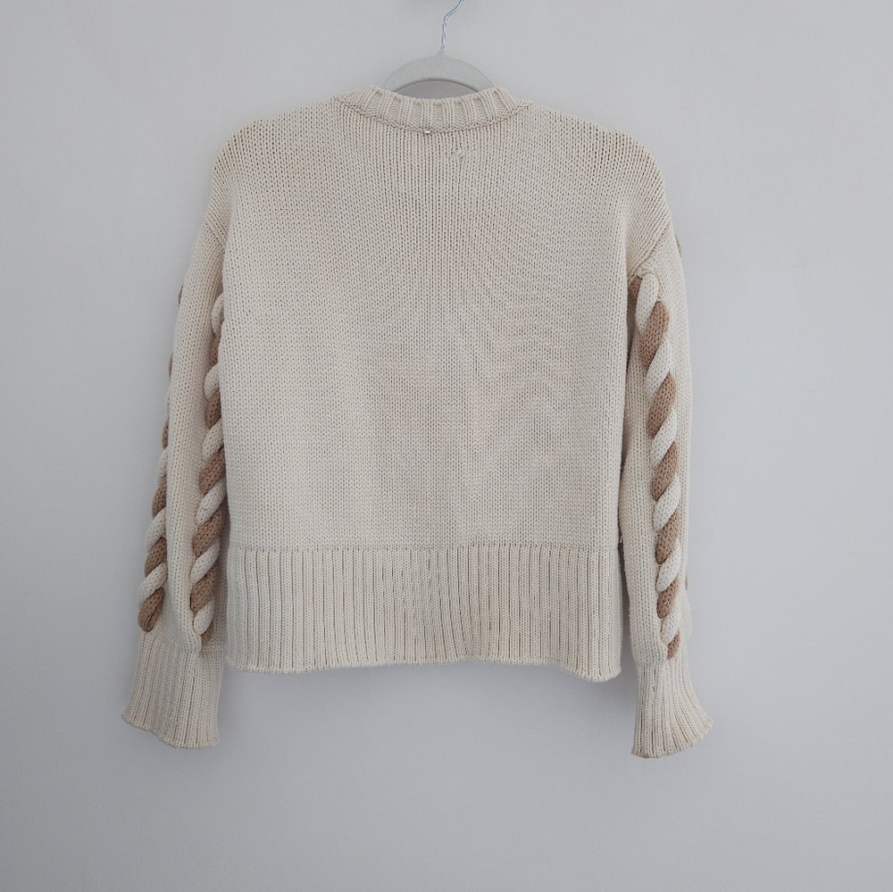 SPORTMAX Gatti Cream And Brown Chunky Braided Cableknit Sweater - Picture 3 of 10